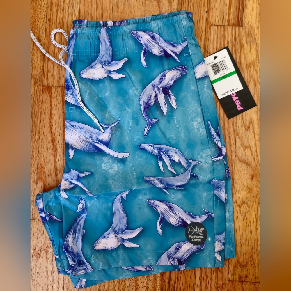 Psycho Tuna Humpback Whales Swim Shorts Men's Size L